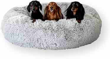 4L Textil Donut Katzenbett - Flauschiges Kuschelbett 40cm Grau, Maschinenwaschbar
