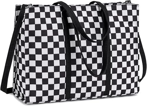 Miniatura 20 de Bolsa de mano para computadora portátil para mujer, bolsa de lona de 15.6 pulgadas, bolso de hombro para computadora, bolso de mensajero, bolso para