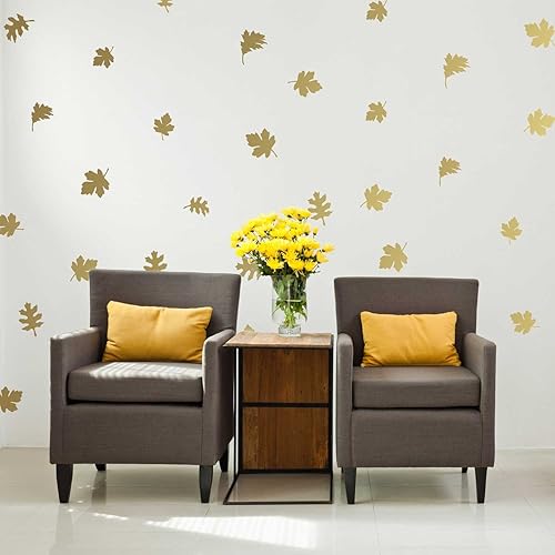 Chromantics - Juego de calcomanías doradas de hojas de otoño con corte de beso dorado (dorado)