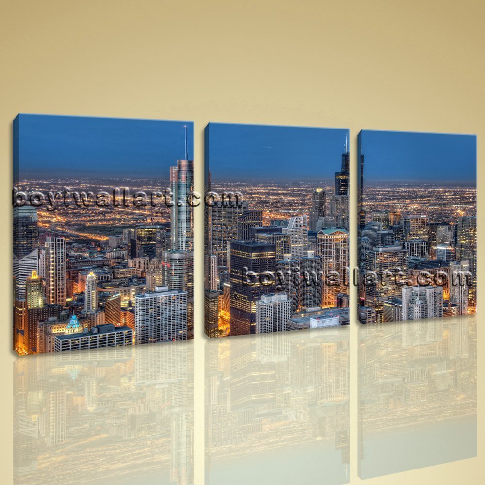 Large Chicago Skyline Hd Print Art Painting Living Room