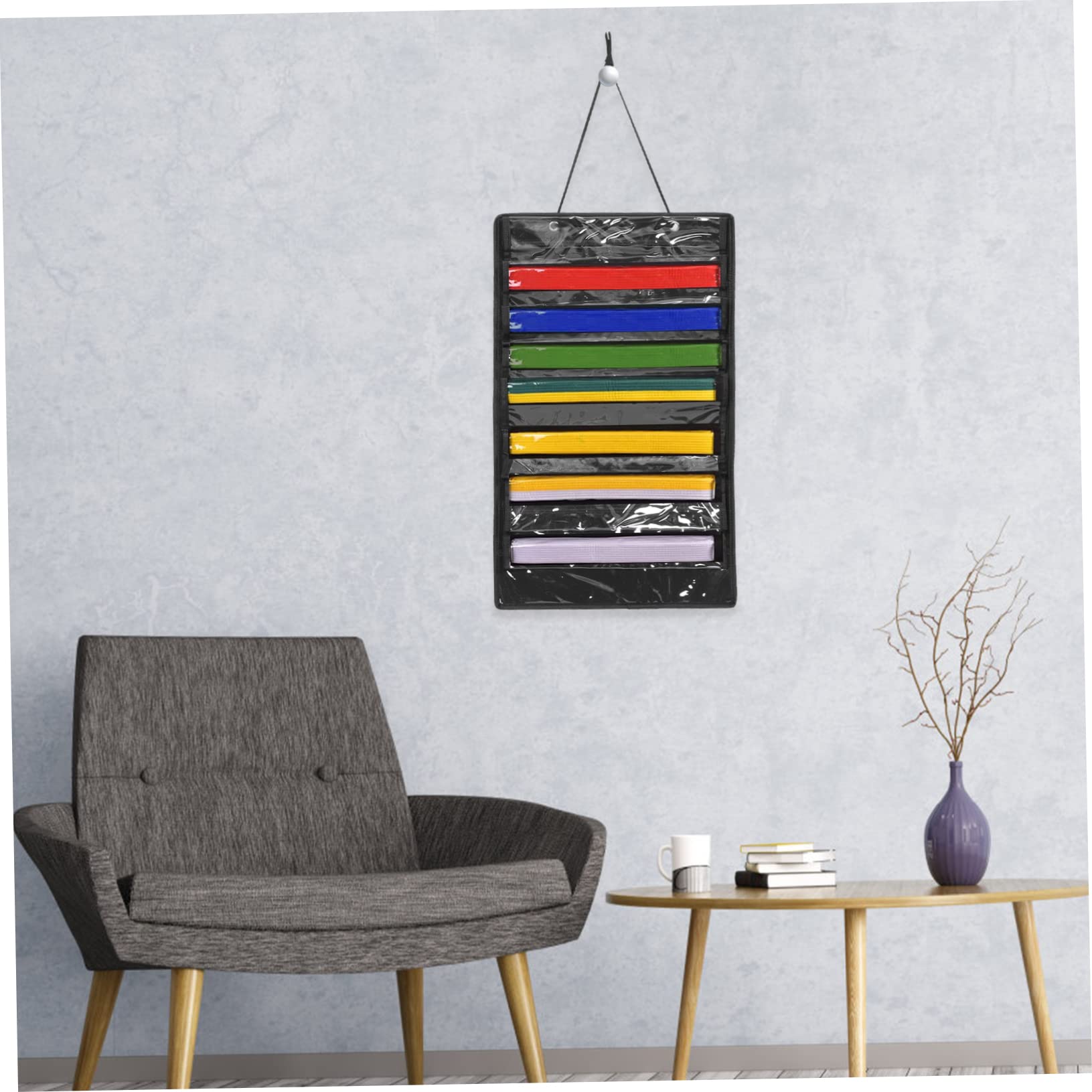 Hohopeti Taekwondo Belt Hanging Bag Decorative Belt Holder Easy to Use Wall Hanging Storage Pocket