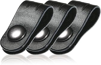 BLUE SINCERE Leather Cable Clip, Cord Clip, Genuine Italian Leather, Organizes Earphone Cords and Charging Cables / ICP1 (Royal Black, Set of 3)