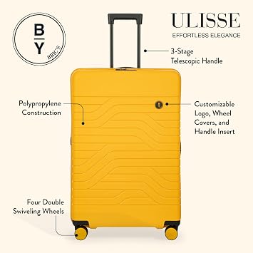 Bric's B|Y Ulisse Checked Luggage with Spinner Wheels Expandable Lightweighted Hard Shell Suitcase, TSA Combination Lock - Removeable Wash Bag Included - 30 Inch, Mango