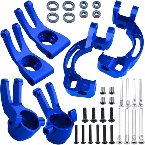 Miniatura 5 de HobbyPark Bloque de dirección frontal de aluminio nudillos y C-Hubs Bloques de ruedas y bujes traseros para Arrma 110 Granite 4X4, Typhon, Big Rock,