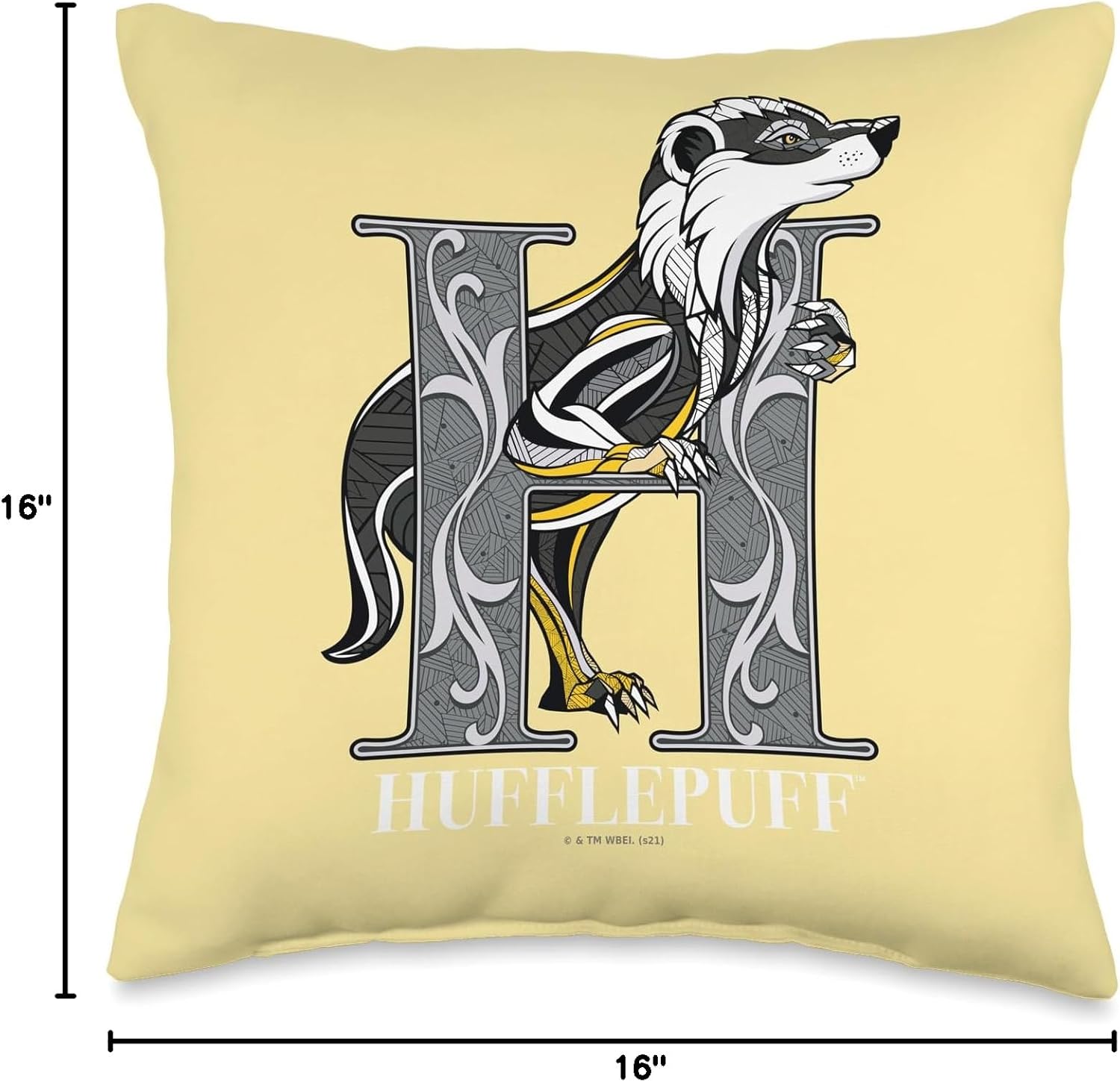 Harry Potter Mosaic Hufflepuff with Badger Throw Pillow