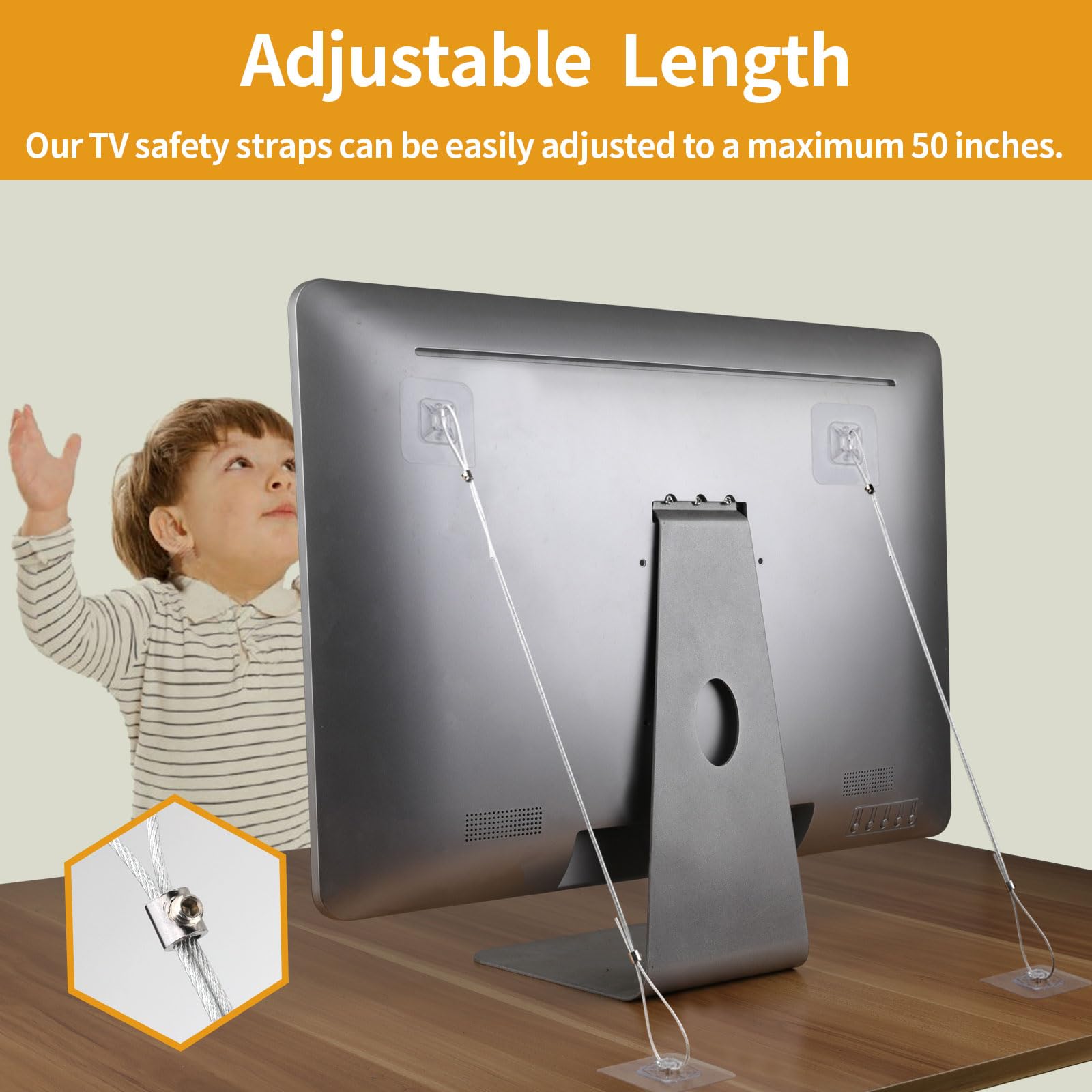 Paquete de 10 correas ajustables de seguridad de acero inoxidable para TV, sin taladro, anclajes para muebles a prueba de bebés, para fijar TV de pantalla plana, aparadores, estanterías,