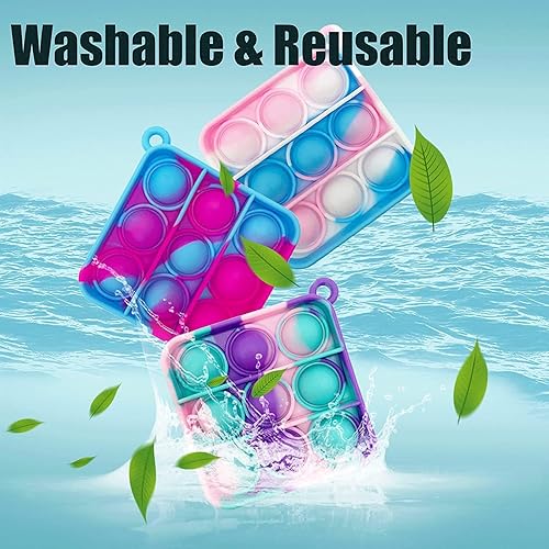 Miniatura 12 de 12 piezas de mini llavero de color aleatorio para la ansiedad, juguete sensorial de silicona para apretar burbujas, juguetes sensoriales para 12