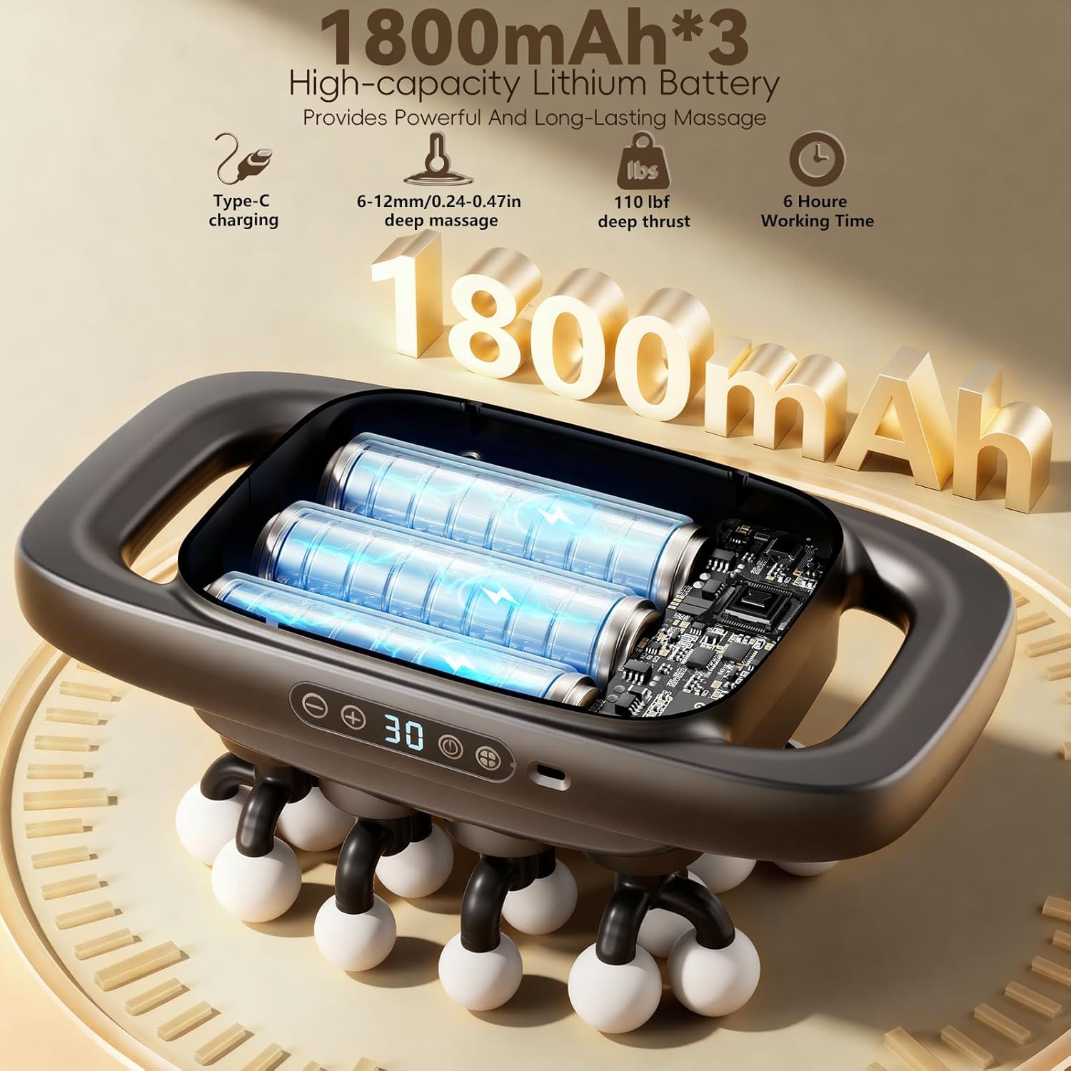 20-Head Massage Gun,2026 Upgrade Deep Tissue Percussion Massager with 3 Modes 30 Intensities, Quiet Muscle Tension Release Electric Massage Tools for Back, Shoulders, Legs - Image 3