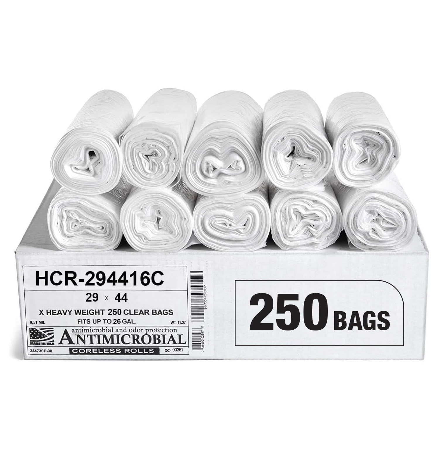 Aluf Plastics Bolsas de basura de alta densidad, 26 galones, 1000 unidades, 16 micras (equivalentes), 29 x 44 pulgadas, transparentes, para baño, oficina, industrial, comercial, conserjería, municipal