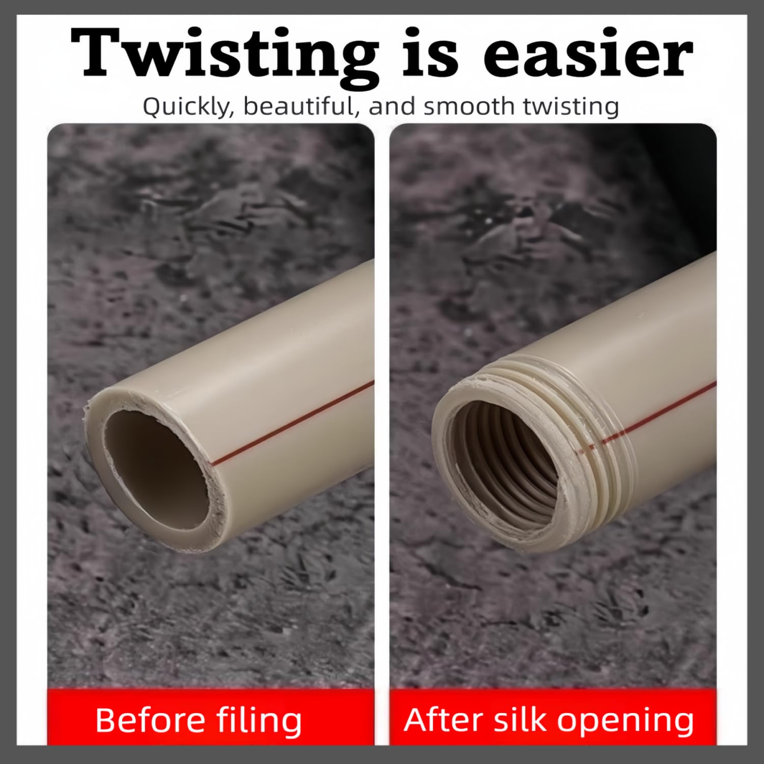 Integrated Internal & External Pipe Threading Tool,2025 New Pipe Thread Cutting Tool,1/2'' & 3/4'' PVC Pipe Threader Kit,Electric Drill Compatible Threader Kit for Home Repair (1/2''+3/4'')