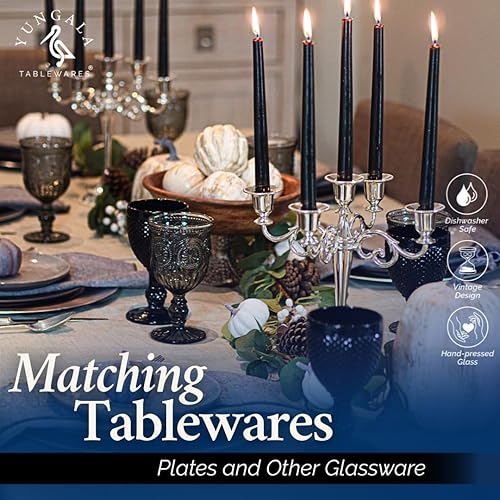 Miniatura 4 de Yungala Juego de 6 copas de vino negras, cristalería negra hecha de vidrio de color ahumado apto para lavavajillas - copas negras