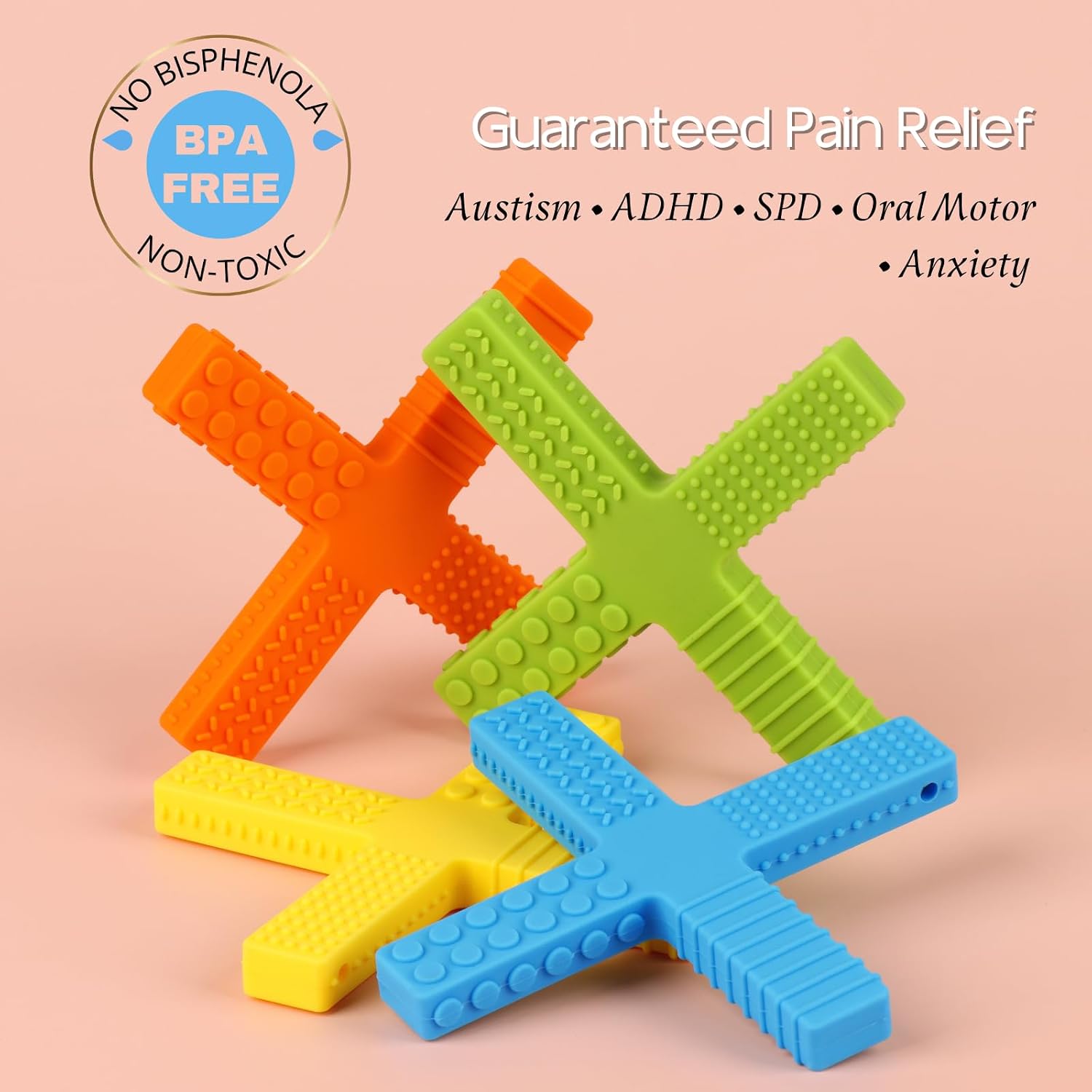 Sensory Chew Toys for Kids, Teens, Adults with ADHD, Autism, SPD, Anxiety, Sensory Oral Fidget Toys Food Grade Silicone Made (3 Pack)