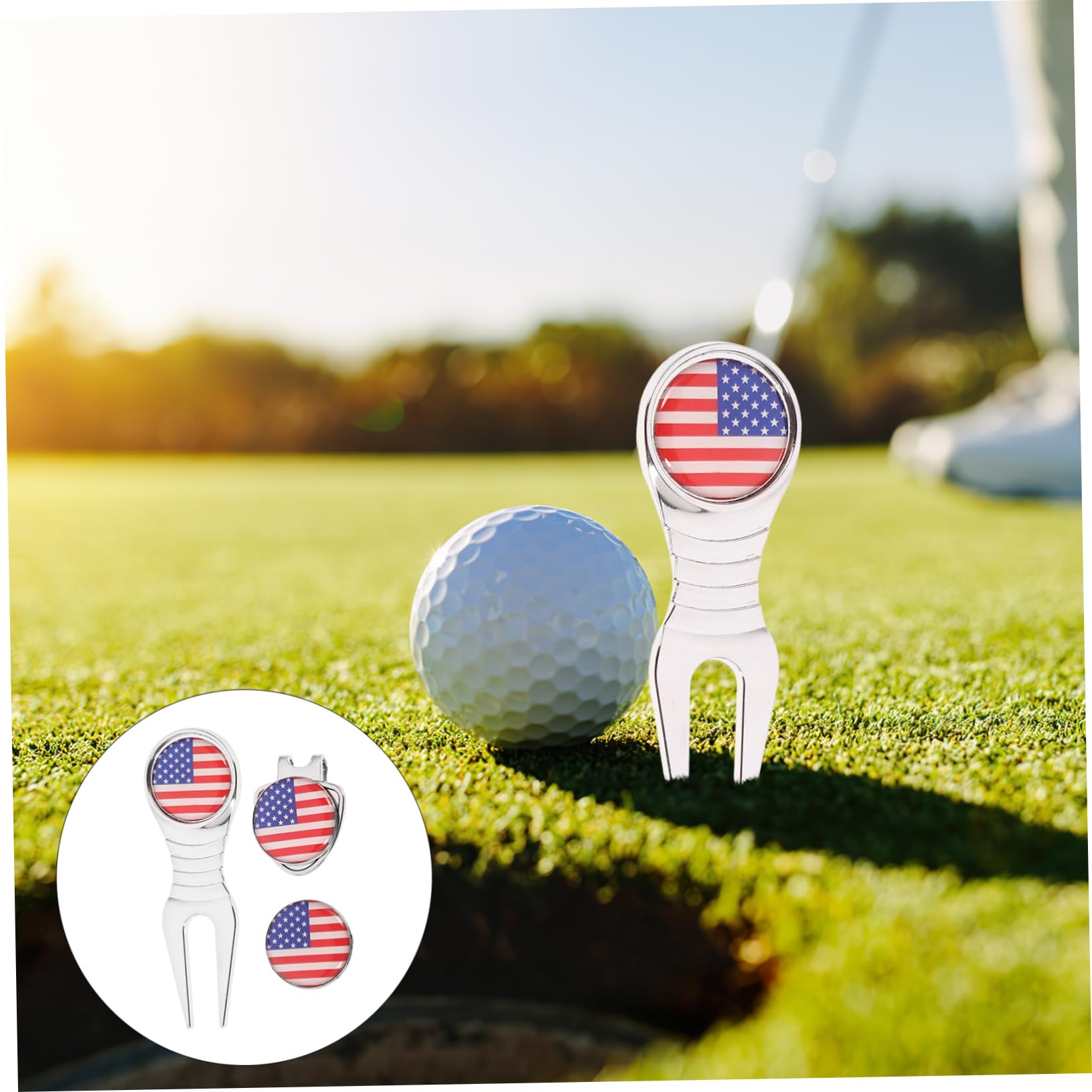 Toddmomy Metal Golf Divot Tool Set Teilig mit Hutclip und Robustem Ballmarker Tragbares Golfzubehör für Präzise Ballmarkierung und Platzreparatur Stilvoll und Langlebig für Outdoor