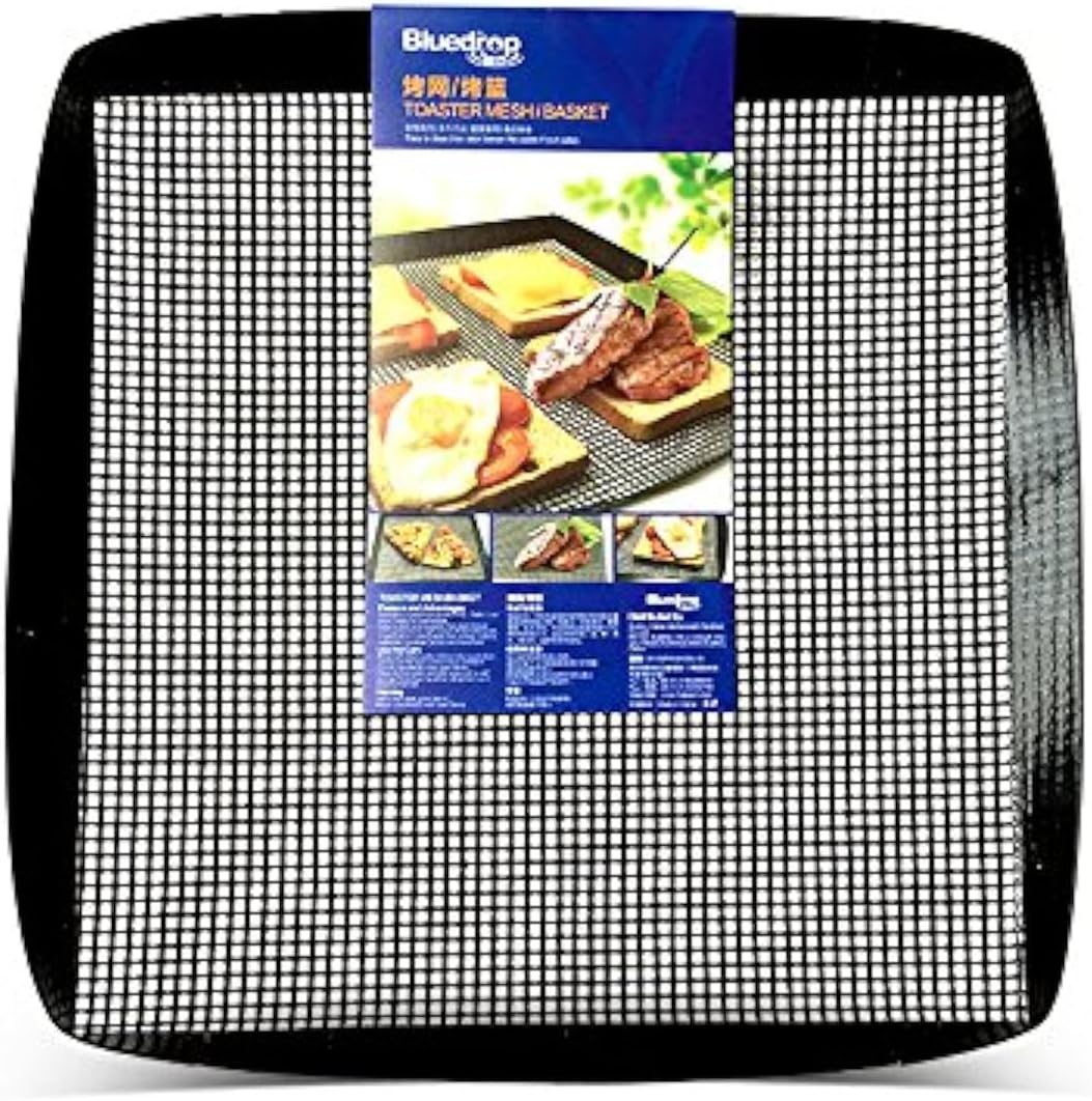 Bluedrop Toaster Baskets Non Stick PTFE Grill Mesh Trays Crisper Bakery Baskets Food Grade Woven Glass Baking Mesh Trays For Speed Oven27X27CM