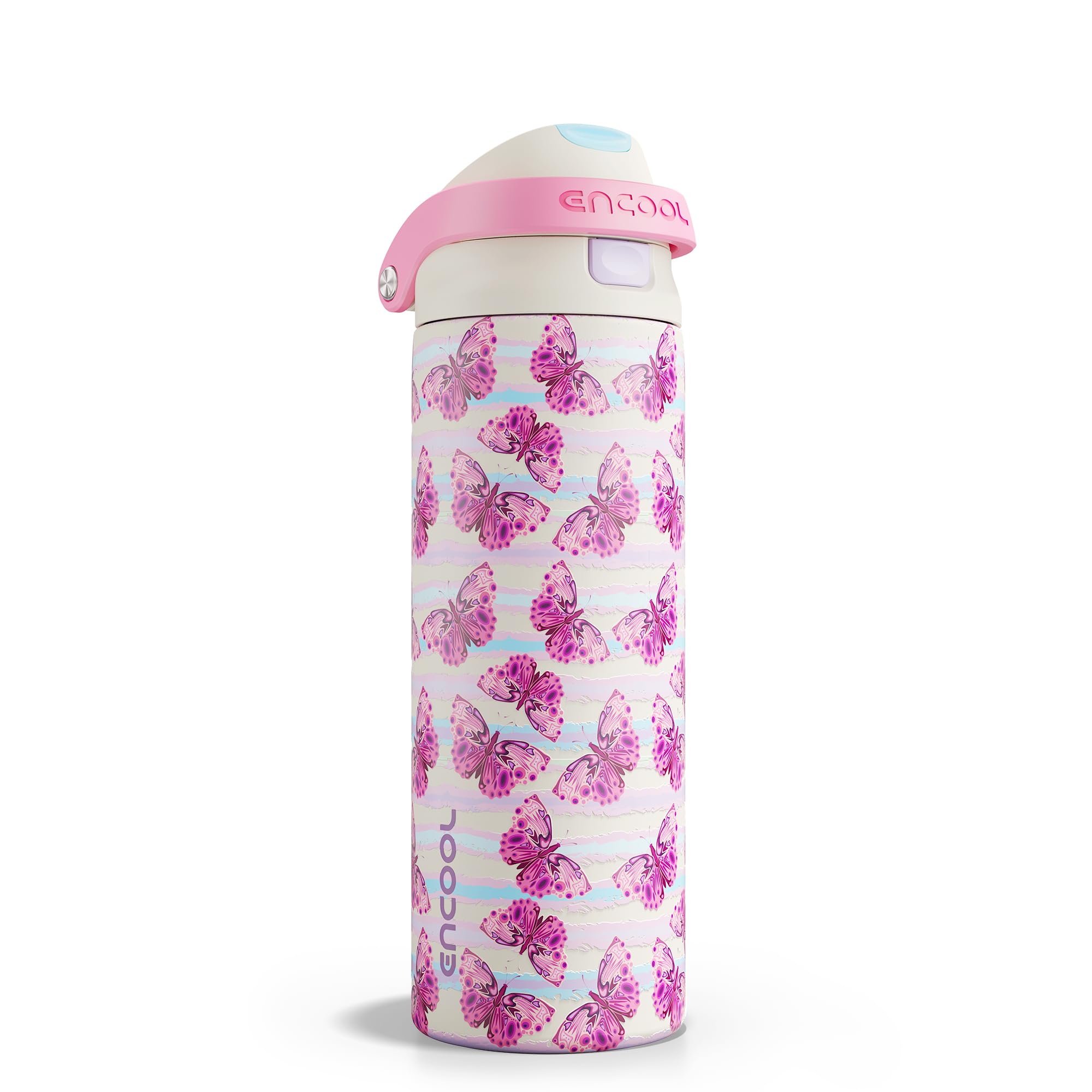 ENCOOL Leakproof Insulated Water Bottle with Straw Dual-Sip Water Bottle Bag-Safe Design for Work, Commute & Gym – Keeps Drinks Cold All Day, 24 oz, Y2K Butterfly 24 Ounces Y2K Butterfly