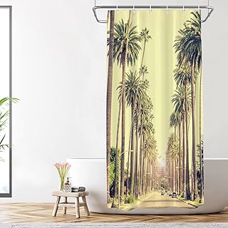 Shrahala Green Los Angeles Decorative Shower Curtain, Beverly Bathroom Décor Polyester Fiber Waterproof with Plastic Rings for Shower Stall Bathtubs 72 x 36 in