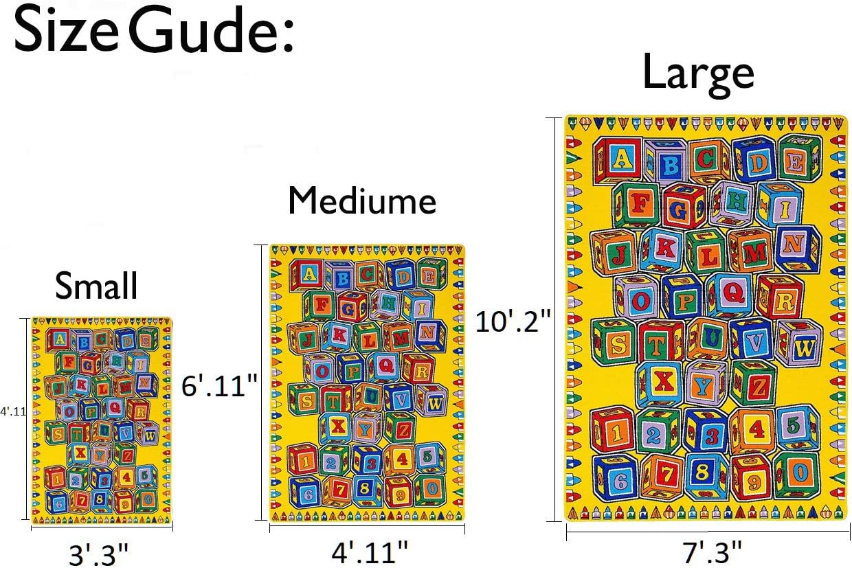 HR-Kids Rugs for Playroom Bedroom Boys Girls Children’s Room Décor Fun ABC Alphabet Blocks Interactive Gift for Kids Boys Girls Educational Learning Mat Rug Carpet for Nursery School Playroom