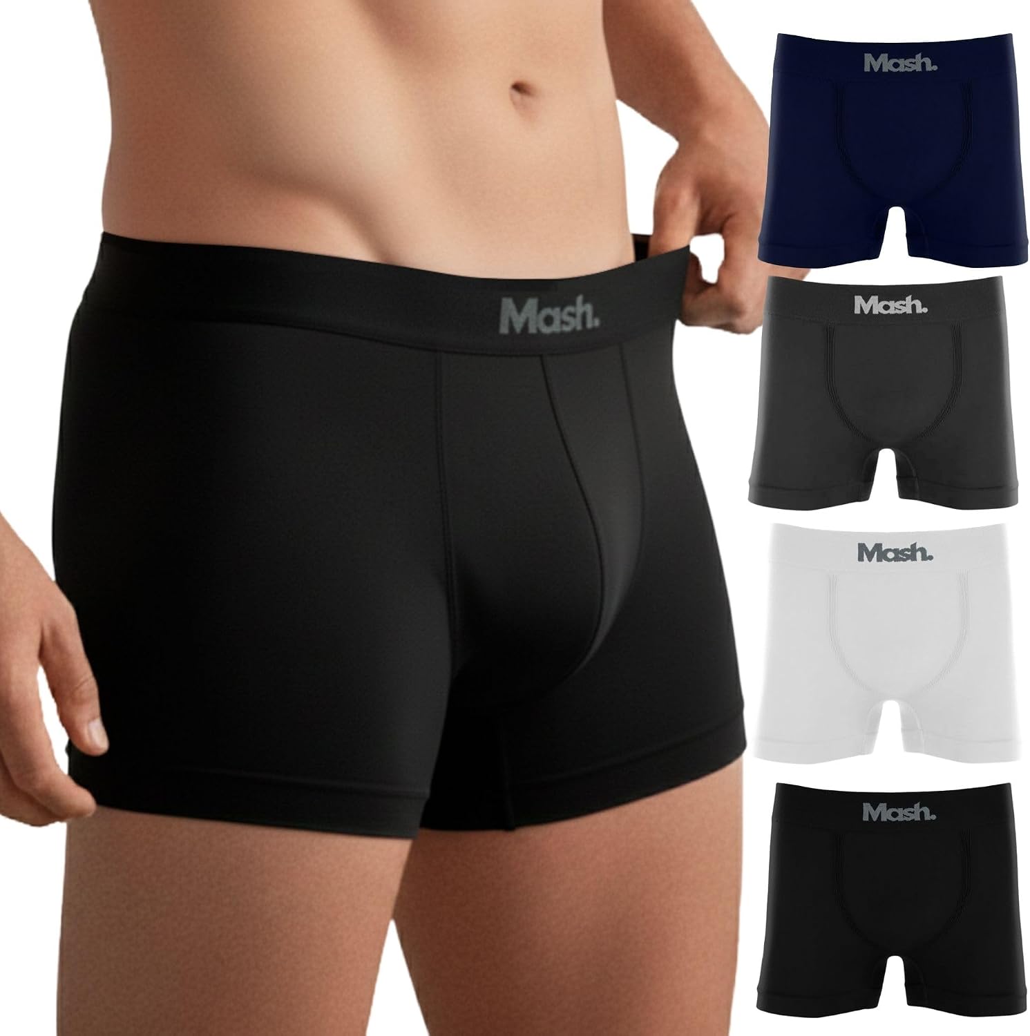 Kit 4 Cuecas Boxer Mash Microfibra Sem Costura Respirável Masculina Kit 4 Cuecas Boxer Mash Microfibra Sem Costura Respirável Masculina