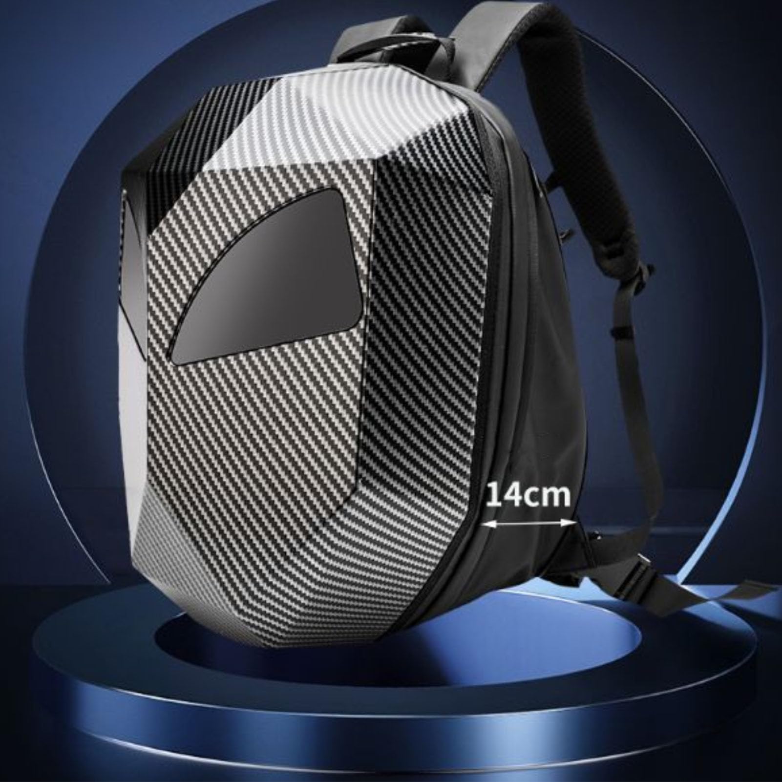Luocute Programmierbarer LED-Rucksack, Erweiterbare wasserdichte Hartschalen-LED-Laptoptasche für Reisen, Motorradfahren, USB-betriebene Helm-Aufbewahrungstasche
