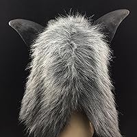 Vista 5 de Máscara de lobo de Halloween, fiesta de cosplay, disfraz de hombre lobo, máscara de terror, máscara de cara completa peluda, arnés para mascarada