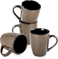 SEDEME 12oz Rustic Brown Ceramic Coffee Mugs Set of 4 - Handle Mugs, Microwave Safe, Dishwasher Safe for Hot Drinks