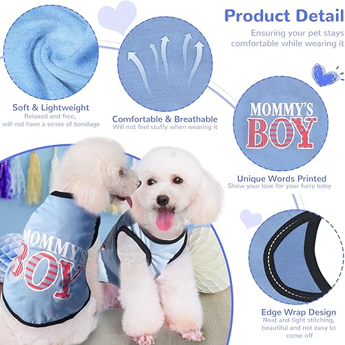 Miniatura 6 de HRTTSY Paquete de 3 camisas para perros pequeños, ropa de algodón suave para cachorros, ropa de verano para perro, juego de camisetas sin mangas,