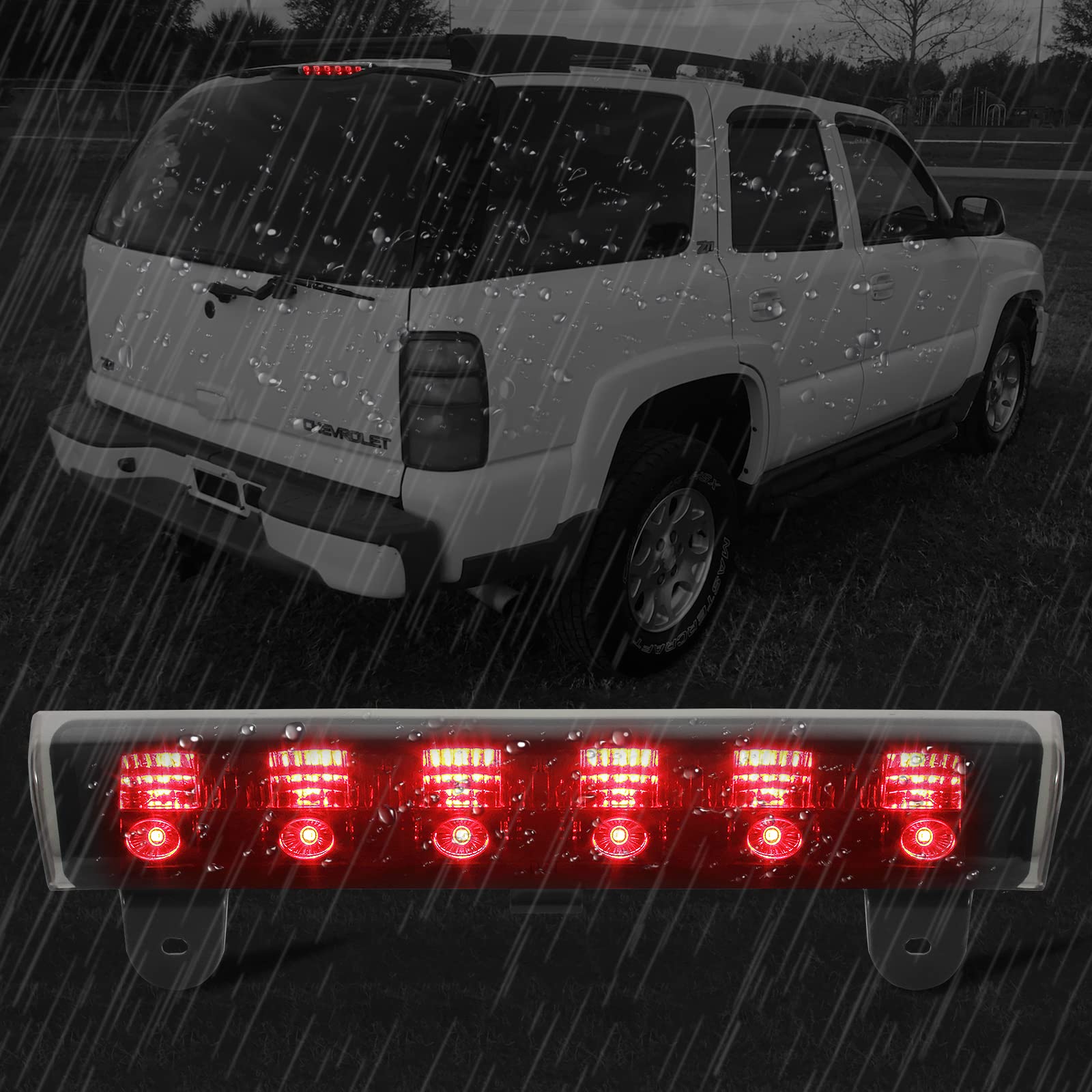 High Mount 3rd Stop Light Assemblies, Compatible with 2000-2006 Chevy Suburban Tahoe/GMC Yukon Third Center Cargo Reverse Rear LED Brake Light Bar Taillight (Smoke)