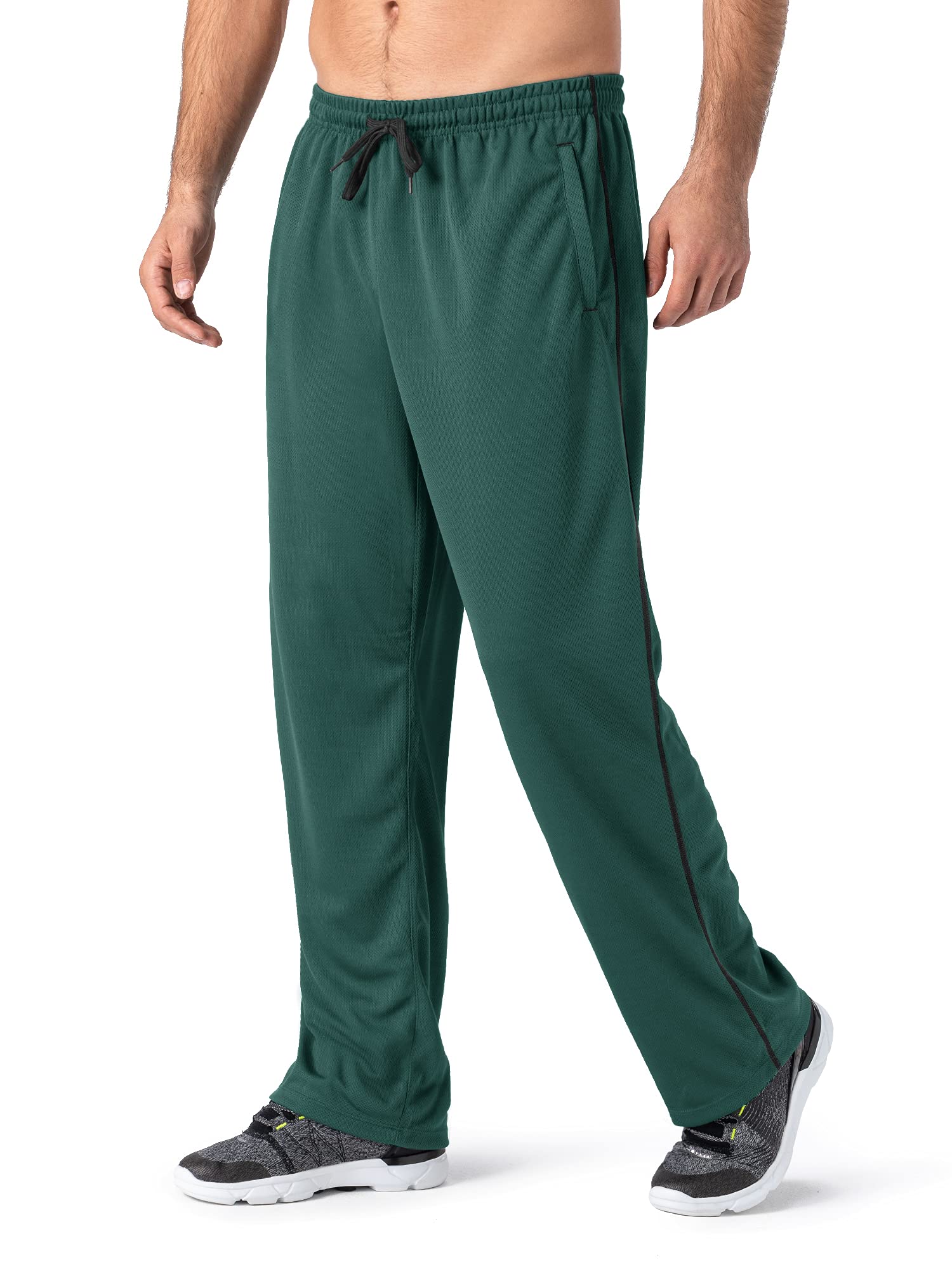 TACVASENMen's Casual Jogger Athletic Pants Open Bottom Mesh Sweatpants with Pockets