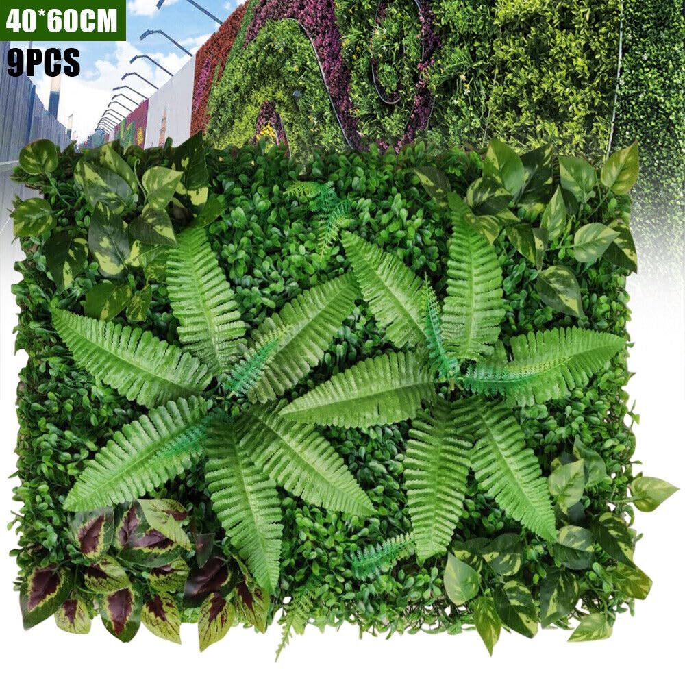 9 Tabletten Simulation Pflanzenwand, 40x60cm Miniaturgarten, DIY Garten Deko, Kunstrasen Miniatur Moos Für Garten Hochzeit Wanddekoration Und Hausgarten Indoor Outdoor Decor, 247 Gabeln,Grün