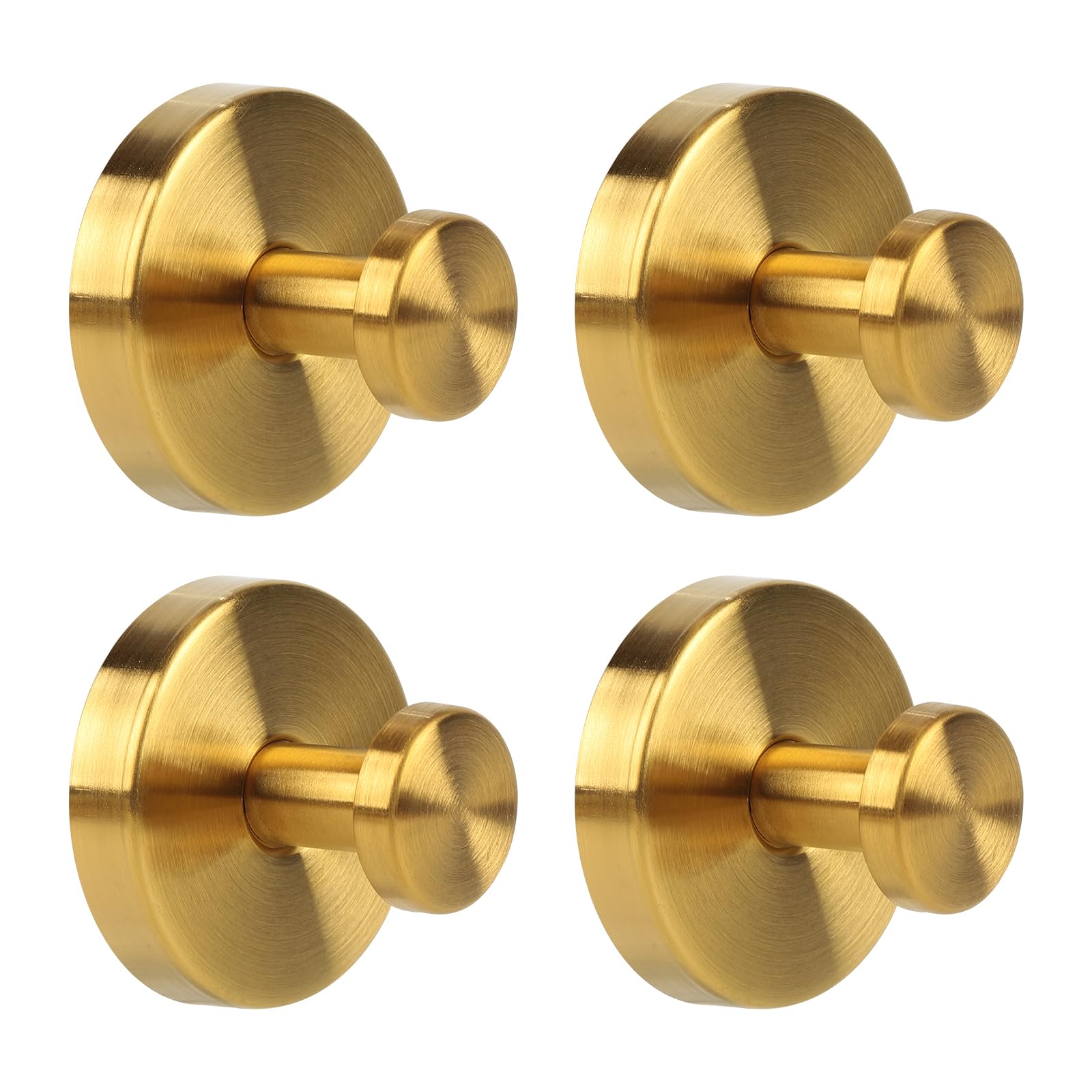 HZPZPP Self Adhesive Hooks for Shower: Extra Strong 5KG 304 Stainless Steel Hanger for Bathroom, Kitchen, Door, Tile, Glass β Towel, Loofah, Coat, Garland, Robe β Waterproof & Rustproof (4Pcs Golden)