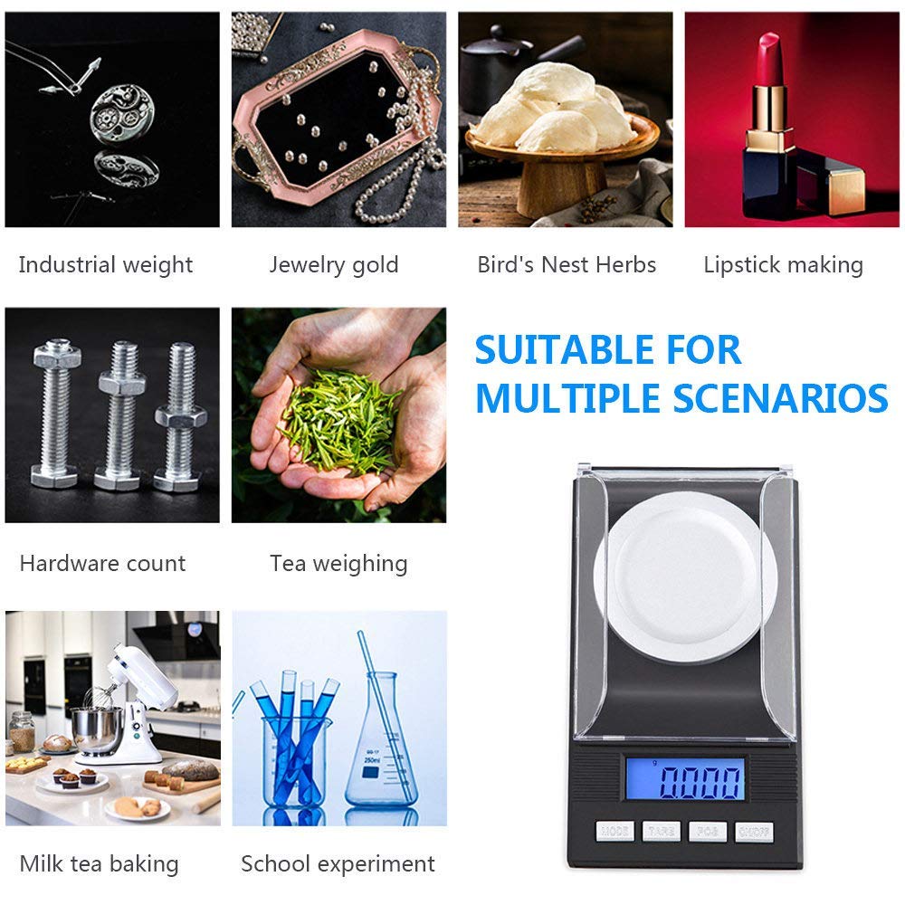 Báscula Digital De Precisión De 0,001 G, Báscula Digital De Gramos Y Onzas, Báscula Digital De Bolsillo De Miligramos, para Joyería, Oro Y Laboratorio.,100g/0.001g