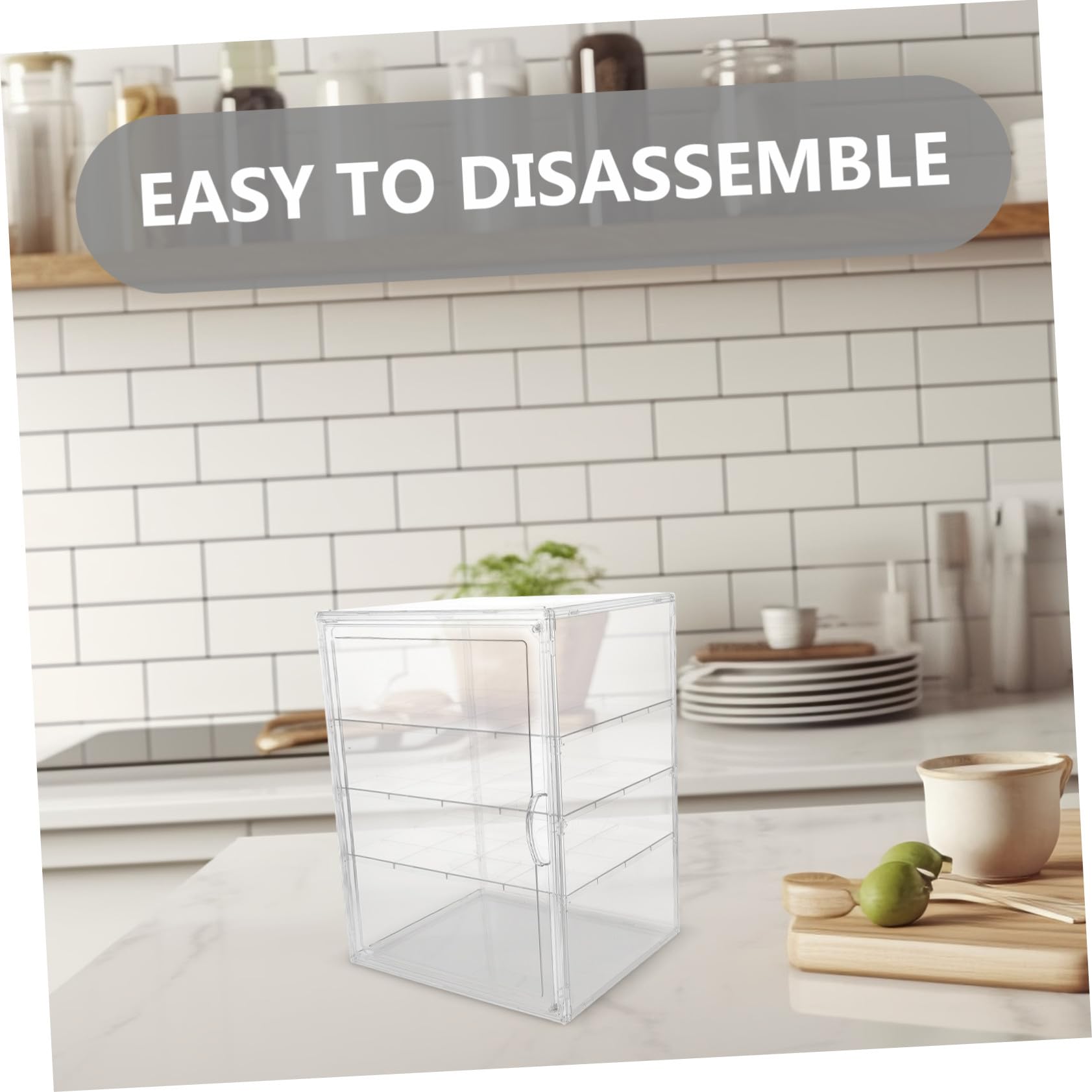ULTECHNOVO Vitrine Cuisine Transparente à 4 Niveaux Étagères Réglables et Design Détachable en Pet, Protège-gâteau Élégant pour Pâtisseries Cuisine ou Boutique