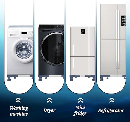 Miniatura 7 de Mini soporte para nevera, soporte ajustable para lavadora con 4 pies de ventosa, pedestal de base universal elevada para lavadora, secadora,