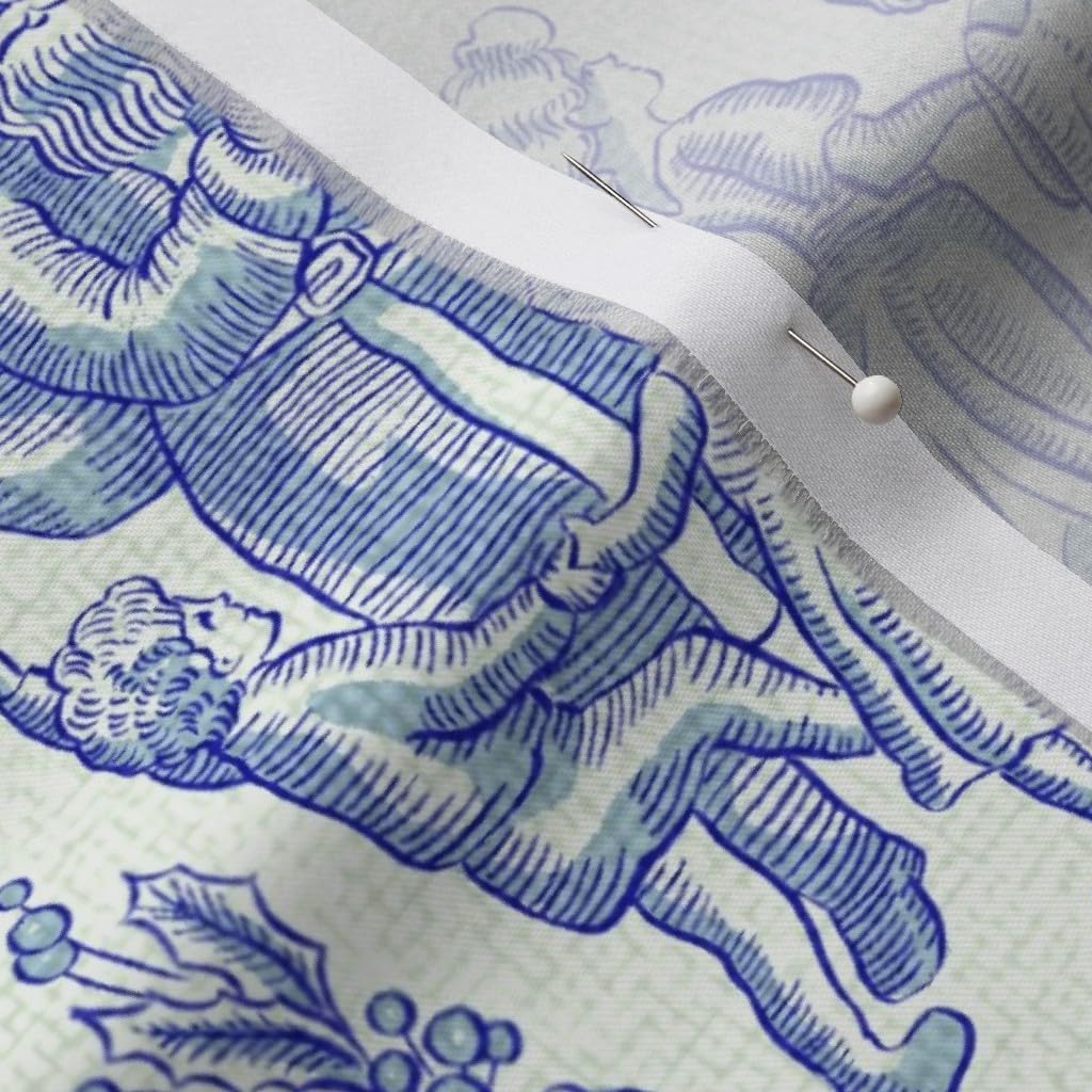 Spoonflower Fabric - Santa Claus Holiday Toile Victorian Style Vintage Traditional Winter Printed on Organic Cotton Sateen Fabric by The Yard - Sewing Quilting Apparel Home Decor