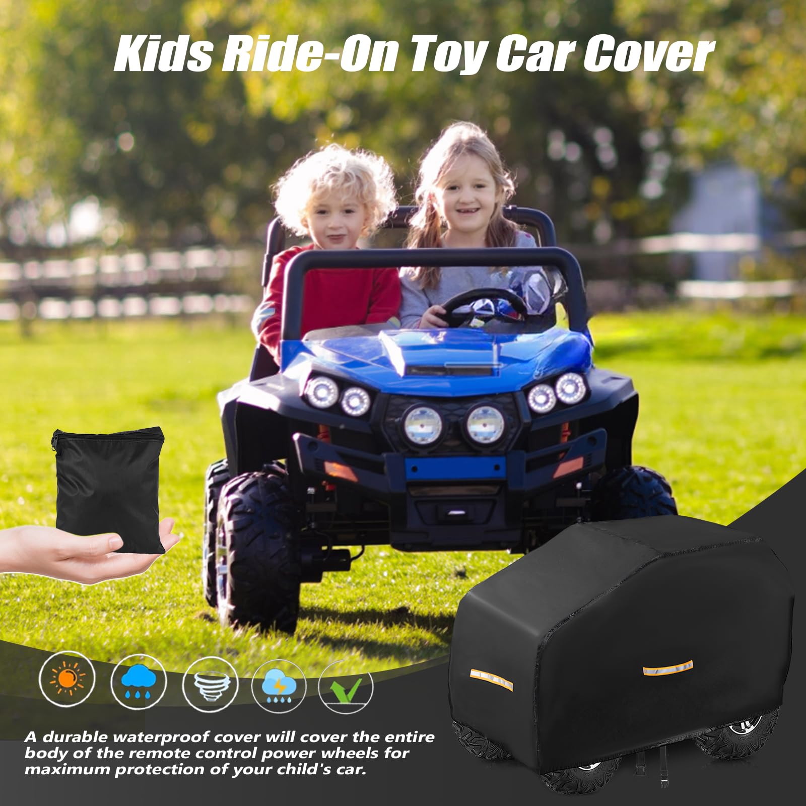 Funda grande para automóvil para niños, fundas impermeables para todo tipo de clima, funda resistente para niños con revestimiento nano, hebilla resistente al viento y 3 tiras reflectantes, accesorios 7