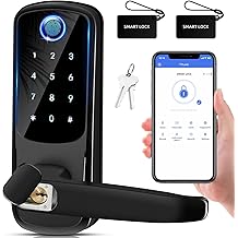 Smart Door Lock with Handle, Keyless Entry Digital Lock for Front/Interior Door,Fingerprint Exterior Locks, Electronic Deadbolt with Keypad,Biometric Door Knob,Smart Locks for Home, Apartment, Office