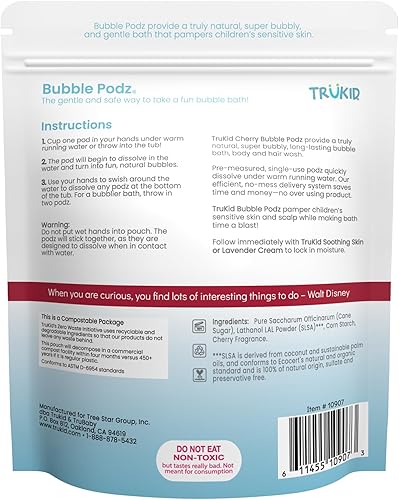 Miniatura 9 de TruKid Bubble Podz - Baño de burbujas para niños, niños pequeños y bebés, bomba de baño suave y refrescante sin lágrimas para piel sensible
