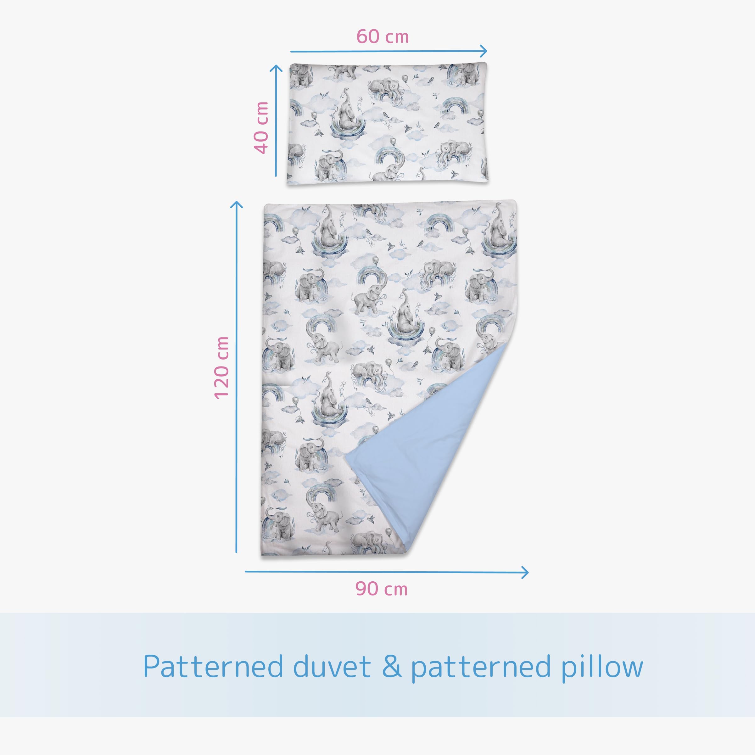 Baby Comfort 2-Piece Toddler Duvet & Pillow Set, 120x90 cm, 100% Cotton Breathable Fabric - Image 4