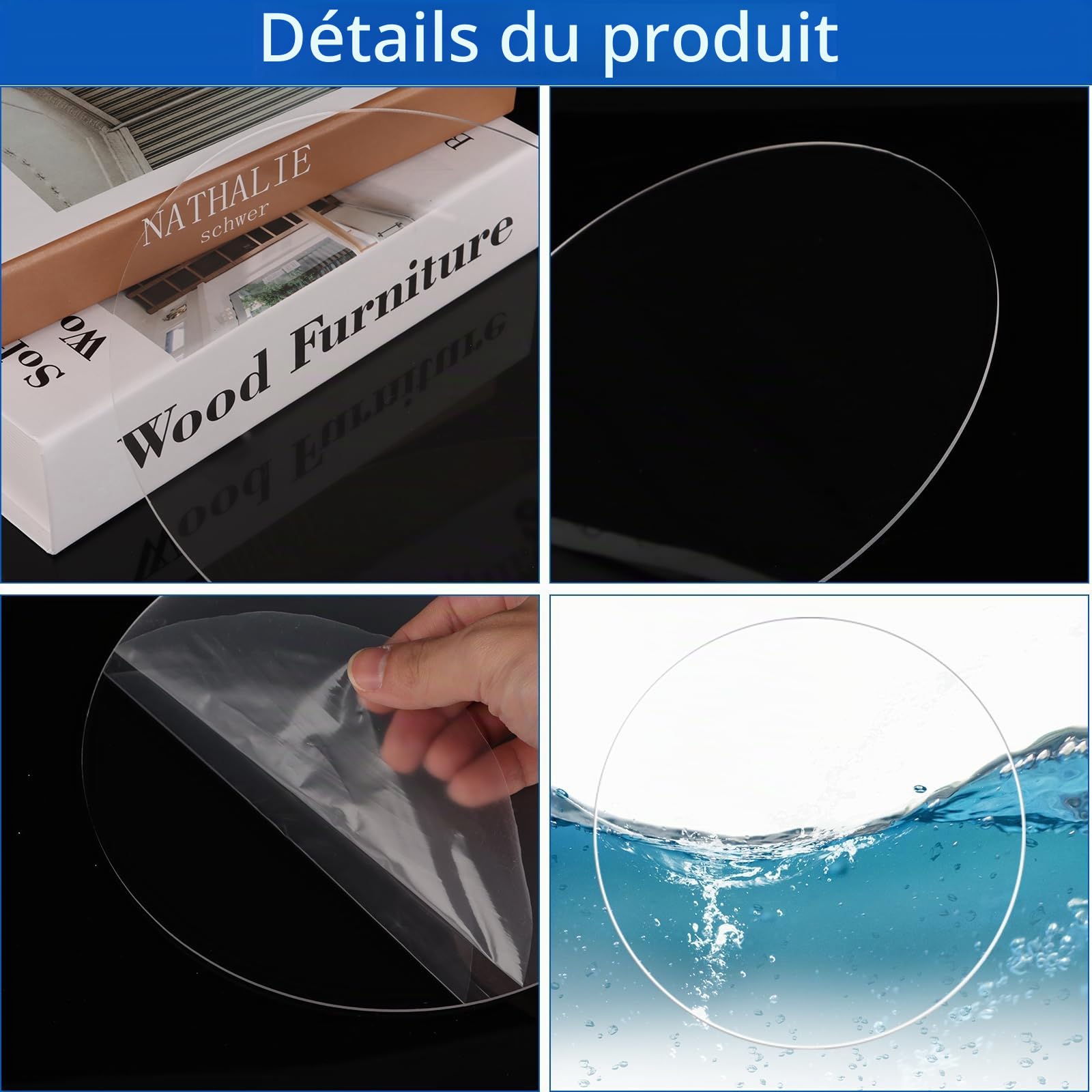 14 Pièces Feuilles Acryliques Transparentes, 20 cm Acryliques Rondes, 2mm d'épaisseur Disque Rond pour Peinture, Présentoir à Gâteaux et Bricolage