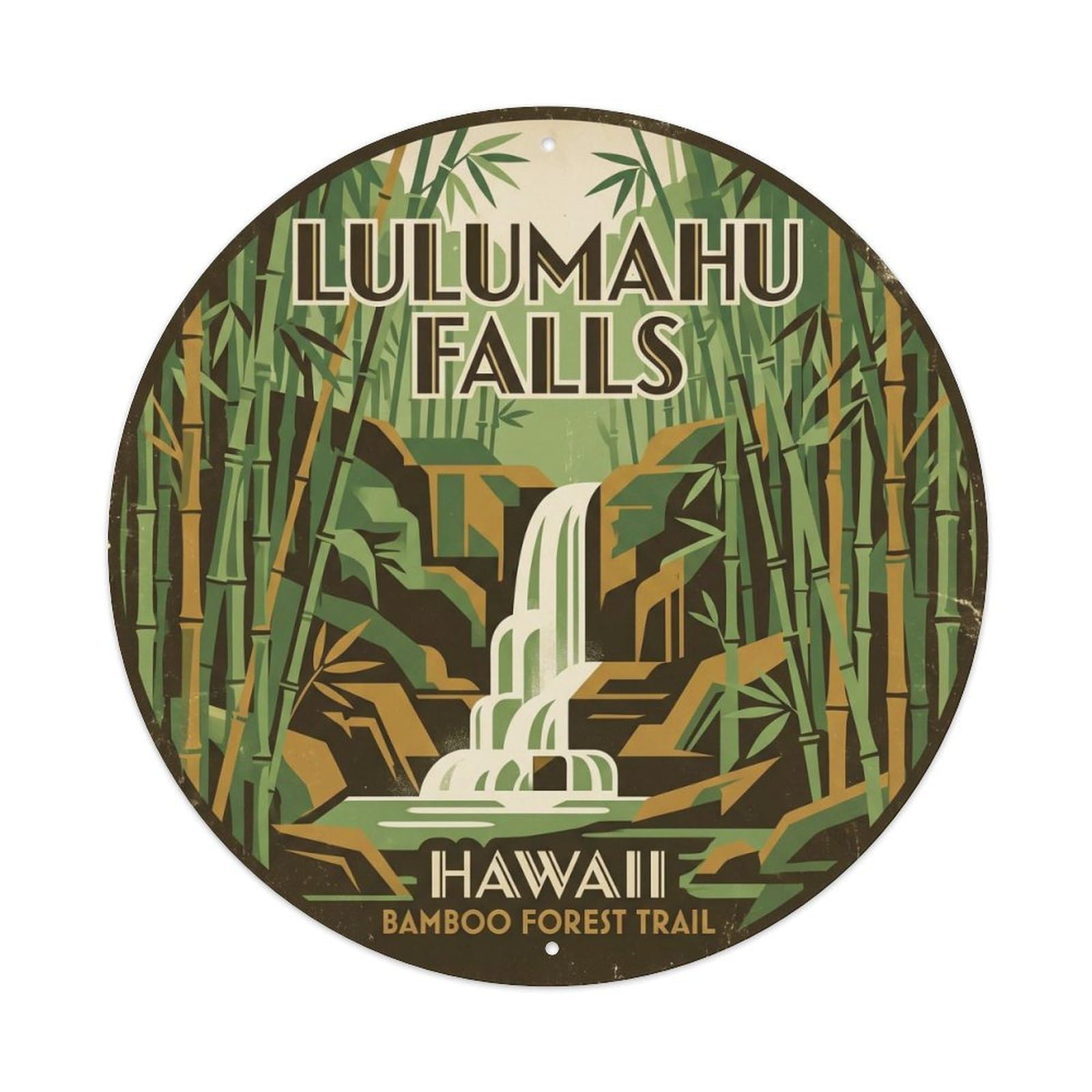 Lulumahu Falls Hawaii Waterfall Journey Lush Valley Metal Tin Sign