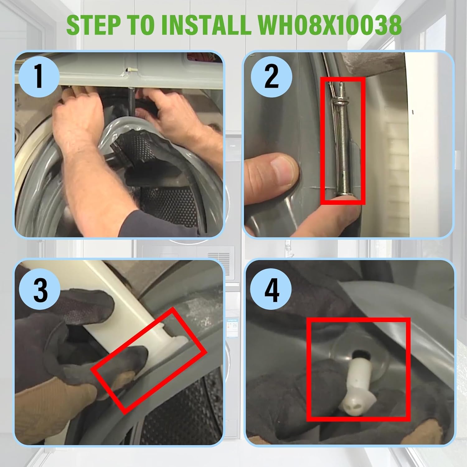 WH08X10038 Washer Door Boot Seal Compatible with G.E Front Load Washers WPDH8800J0MV WPDH8800J3WW WPDH8800J1MG WPDH8800J1WW WPDH8800J2MG, Replaces EA2340039 PS2340039 Front Load Washer Door Gasket
