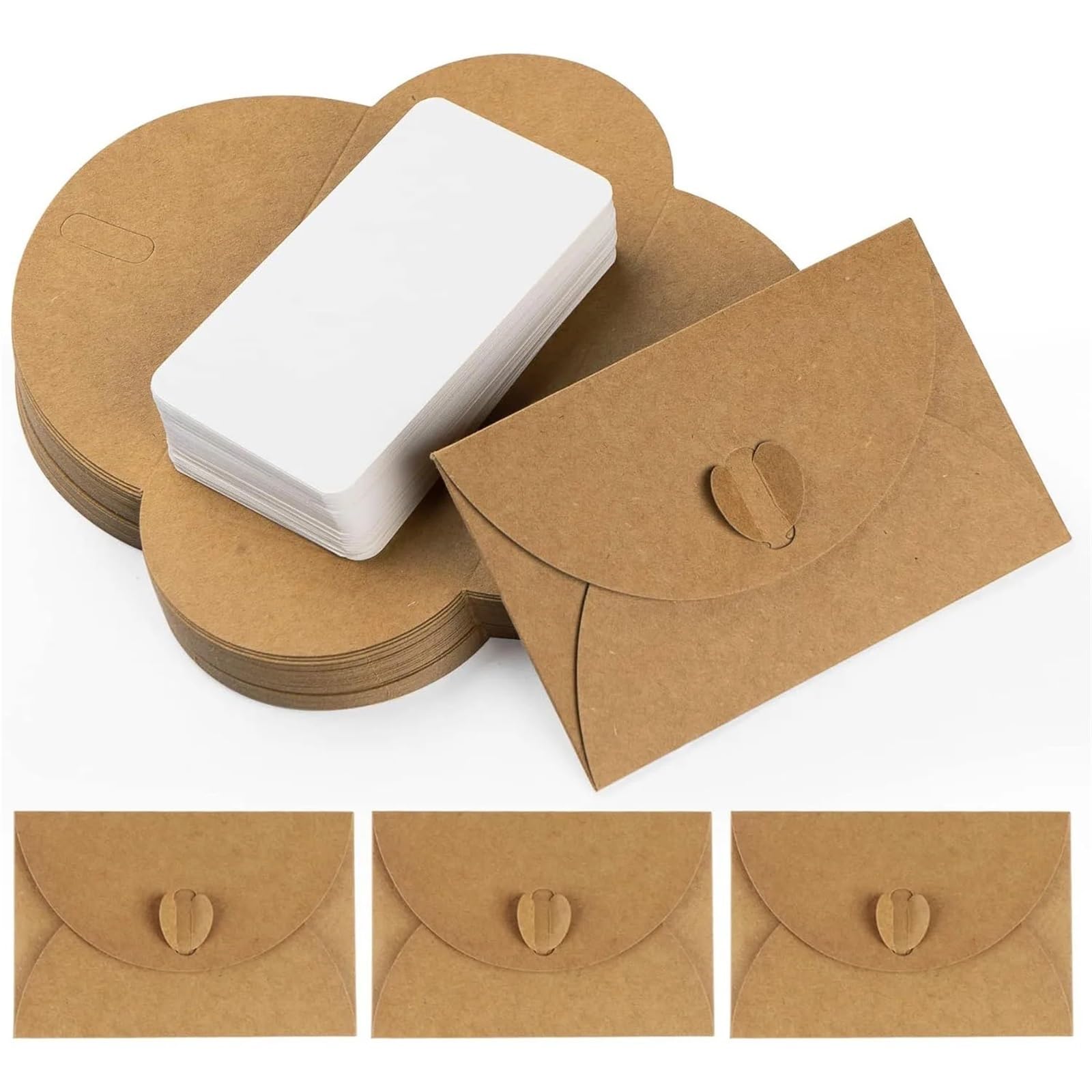 Blanko-Geschenkkarten und 40 Umschläge mit Herzverschluss, Vintage-Notiz-Set, Grußkarten für Hochzeit, Party, Einladung, 150 Stück