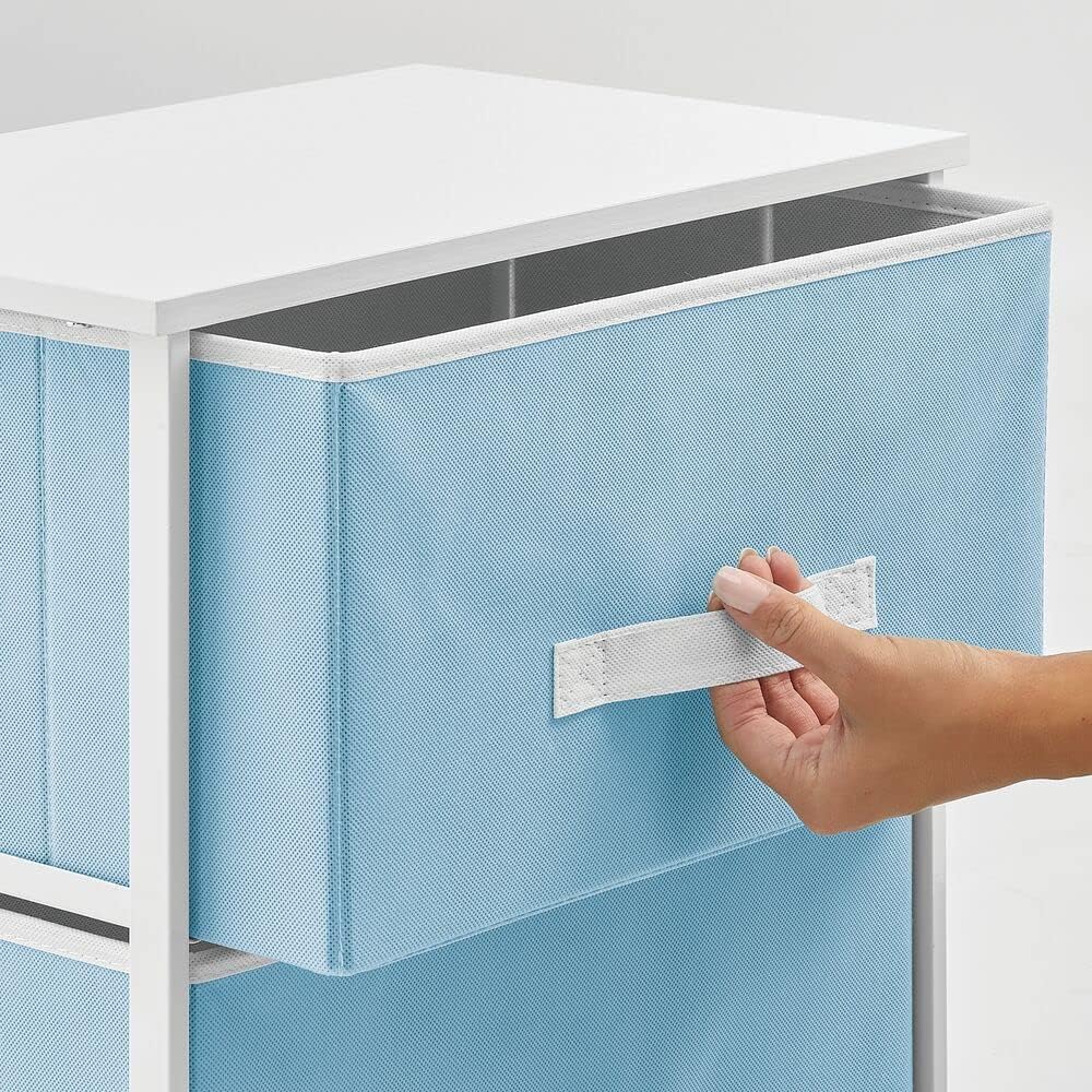 Flash Deals - 80% OFF mDesign Tall Dresser Storage Tower Stand - Sturdy Steel Frame, Wood Top, 4 Drawer Easy Pull Fabric Bin - Organizer for Bedroom, Hallway, Entryway, Closet - Textured Print - Light Yellow/White Exclusive Discount 90% Price mDesign Tall Dresser Storage Tower Stand - Sturdy Steel Frame, Wood Top, 4 Drawer Easy Pull Fabric Bin - Organizer for Bedroom, Hallway, Entryway, Closet - Textured Print - Light Yellow/White