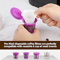 Vista 2 de Pro Mael Filtros de café desechables K Cup de papel para cafeteras Keurig de una sola porción 1.0 y 2.0, uso con cápsulas reutilizables K Cup