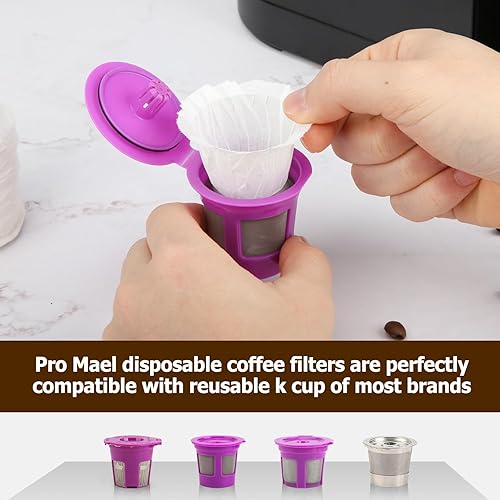 Miniatura 2 de Pro Mael Filtros de café desechables K Cup de papel para cafeteras Keurig de una sola porción 1.0 y 2.0, uso con cápsulas reutilizables K Cup