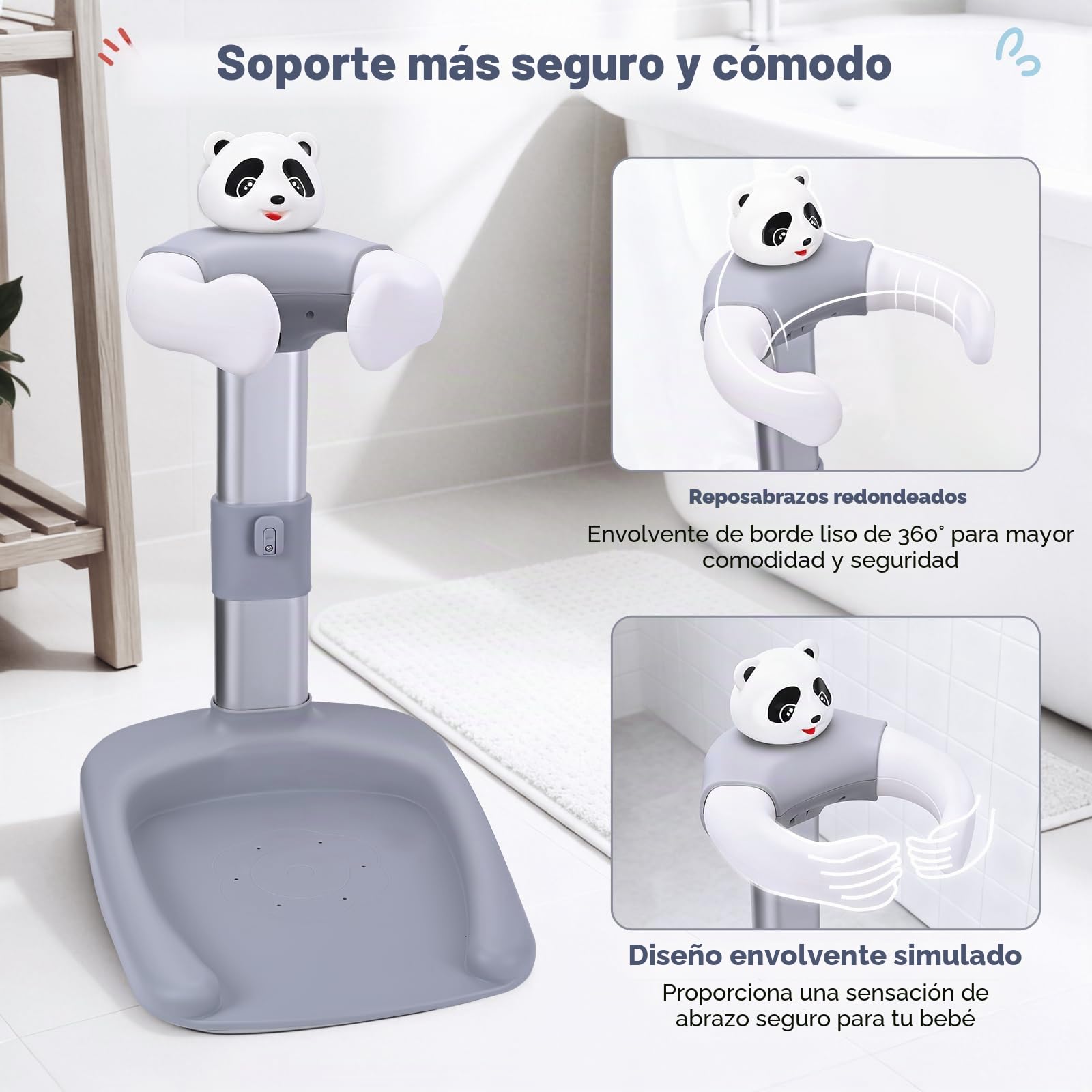 Soporte Baño Bebe,Soporte de baño y ducha para bebé,Torre de Bañera Ajustable para Bebé que se Pone de Pie, Portátil Soporte de Ducha con Base Antideslizante, Durante 8-36 Meses