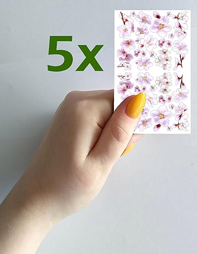 Miniatura 2 de Pegatinas para uñas (5 hojas) FLONZNAIL Cherry Sakura Real Photo Flowers Garden Vintage Style