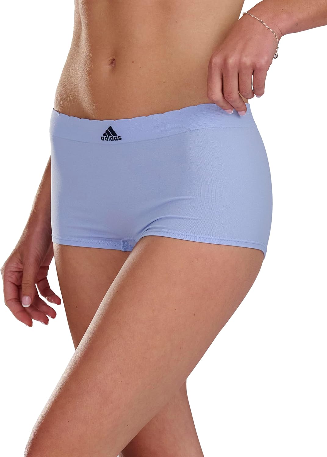 adidas Women's Seamless Boyshort Underwear Multipack, Blue Dawn Scallop/Heather Grey/Linen Green, Large - Image 5