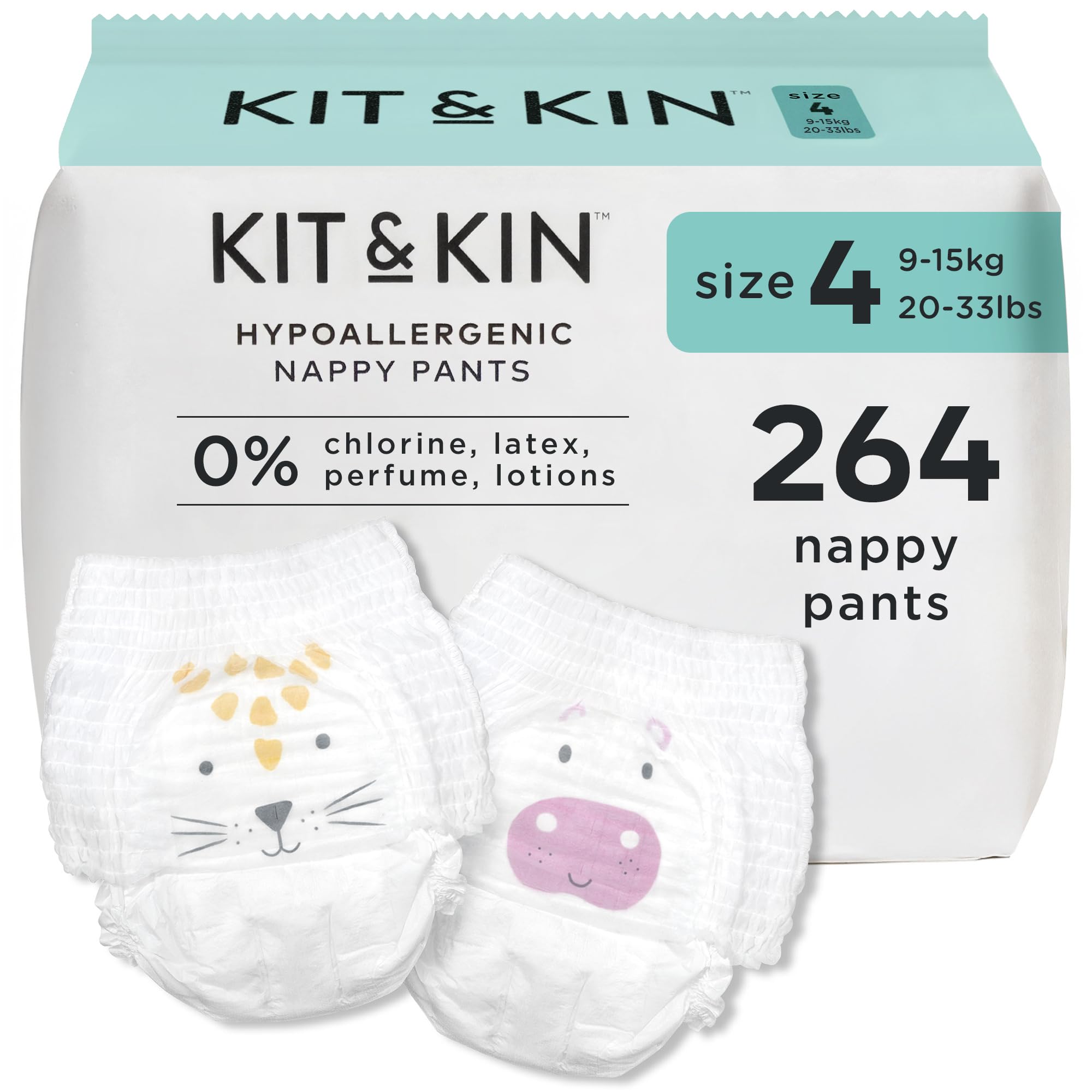 Premium Nappy Pants Size 4 | 9-16 kg / 20-33 lbs | Maxi Pull Ups | 12 Packs / 264 Pants | Hypoallergenic | Vegan & Chlorine-Free | Superior up to 12 Hour Leak Protection
