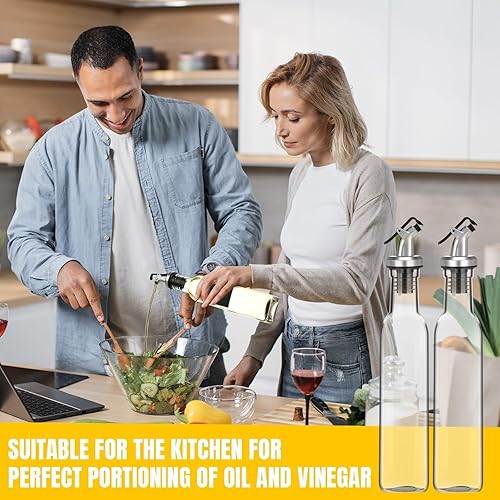 Miniatura 6 de Uiifan Juego de 10 dispensadores de botellas de aceite de oliva de 8 onzas, dispensador de aceite y vinagre, recipiente de vidrio con 10 boquillas